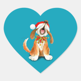 Noël mignon chien chanteur autocollants bleu chien