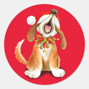 Noël mignon chien chanteur rouge autocollant