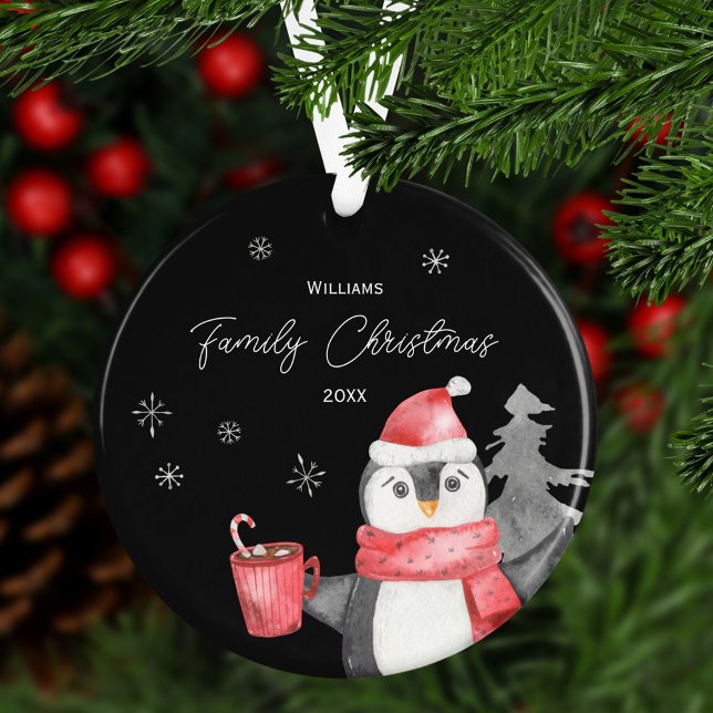 Noël mignon Penguin avec nom de famille et année (Créateur téléchargé)