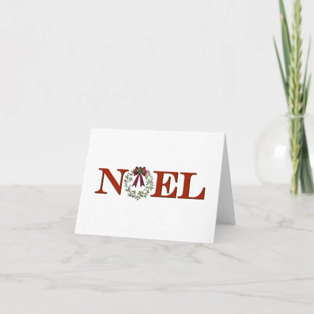Noel mit Kranz Feiertagskarte (Vorderseite)