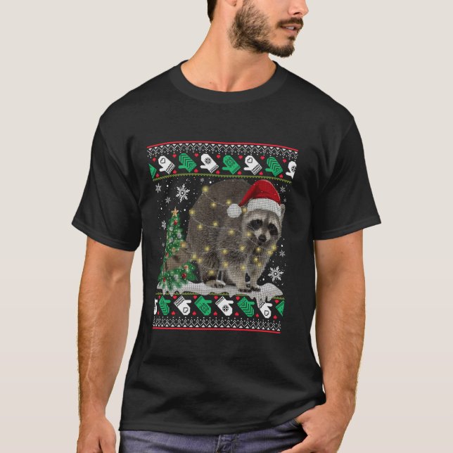 Noël moche Raccoon Santa Hat Sweat Noël pour (Devant)