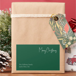 Noël moderne | Étiquette cadeau familial vert