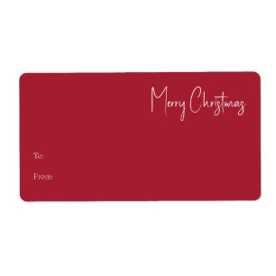 Noël moderne Étiquette cadeau Rectangle rouge