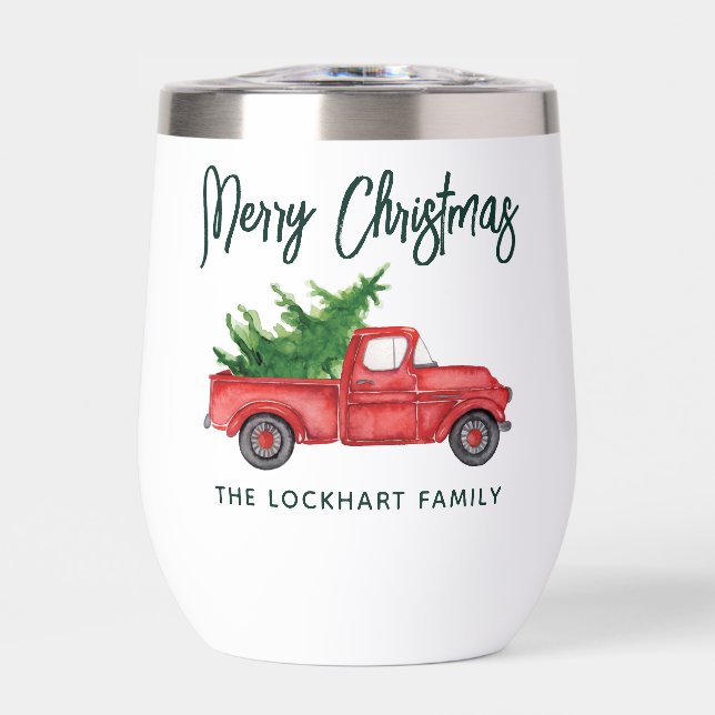 Noël moderne Rouge Truck Script Holiday (Avant)