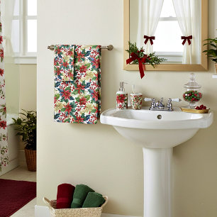 Noël motif de poinsettia et de houx à l'aquarelle