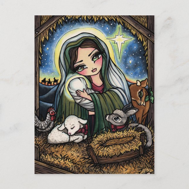 Noël Nativité Vierge Marie Jesus Art Carte postale (Devant)