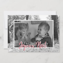 Noël noir et blanc Carte photo Joyeux Noël