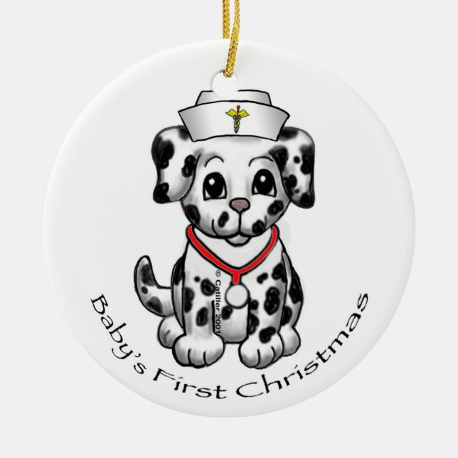 Noël Nurse Dog ornements personnalisés (Devant)