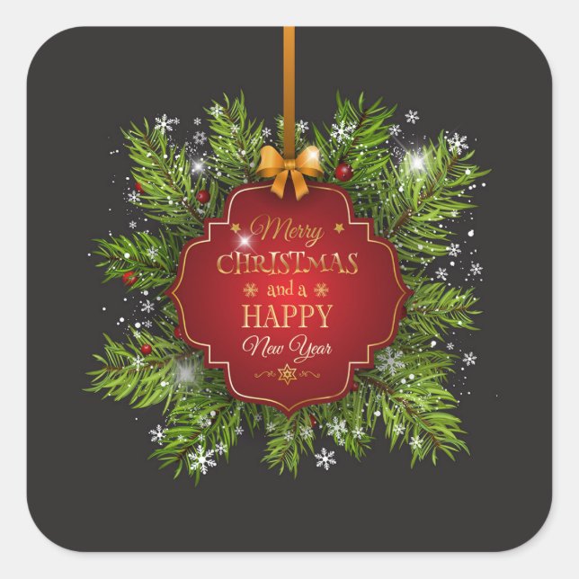 Noël Ornement Feuille vert | Sticker (Devant)