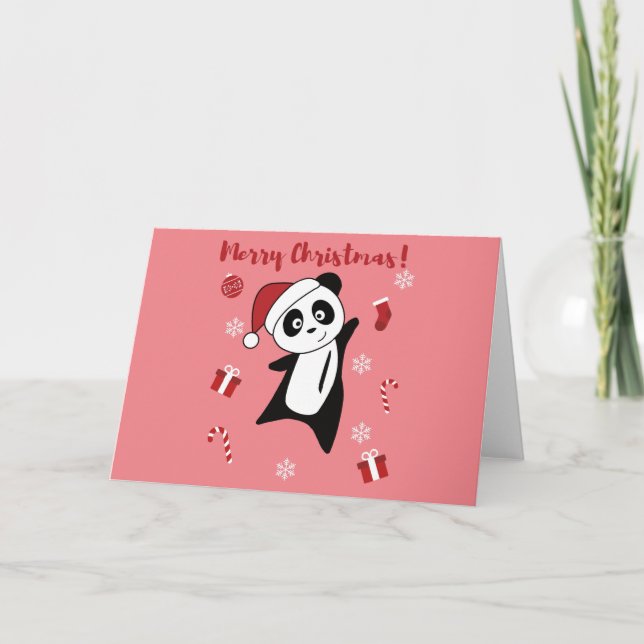 Noël Panda Neige Animaux de l'hiver Pandas Vacance (Devant)