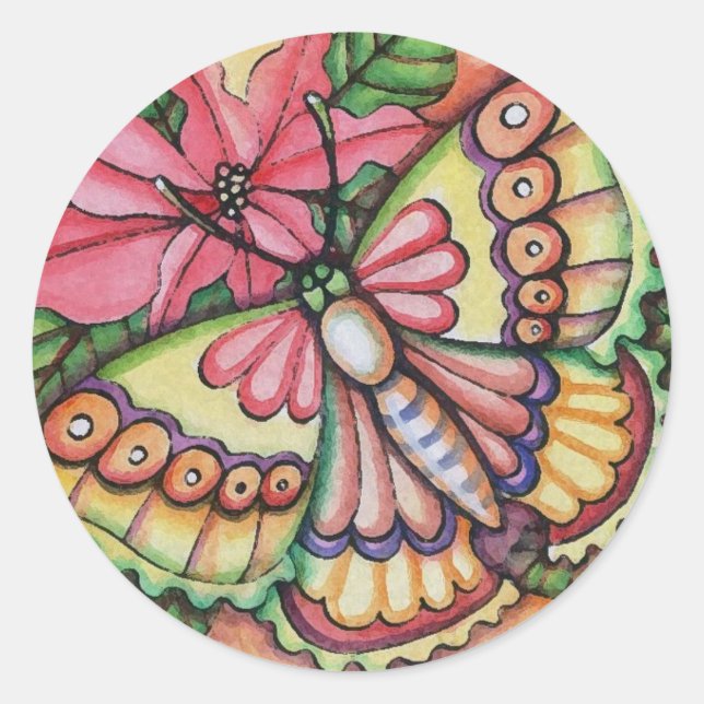 Noël * Papillon & Poinsettia * Sticker (Devant)