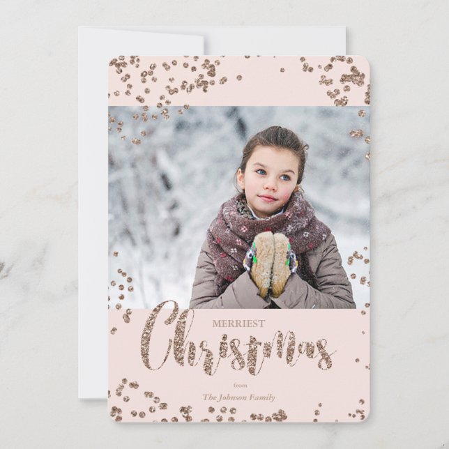 Noël | Parties scintillant or Rose | CARTE PHOTO (Devant)