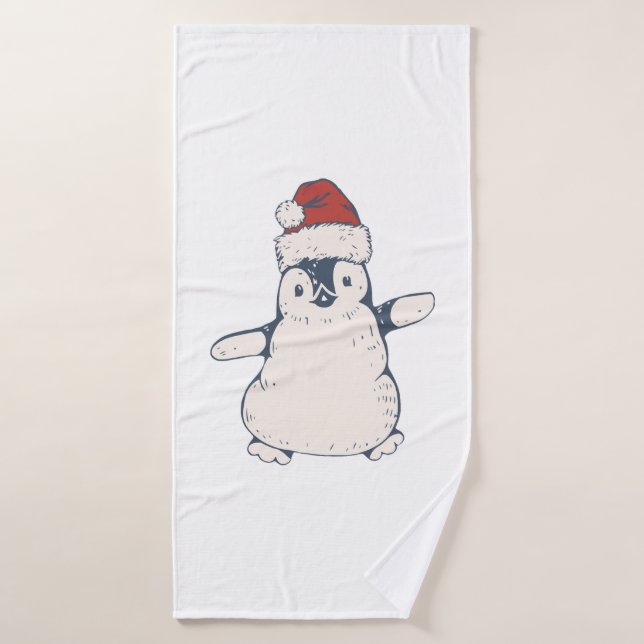 Noël Penguin Noël rouge casquette événement christ (Serviette de bain)