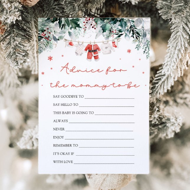 Noël Père Noël Conseils pour la carte à venir (Watercolor Red Christmas Santa Baby Shower Advice for the mommy-to-be Card)