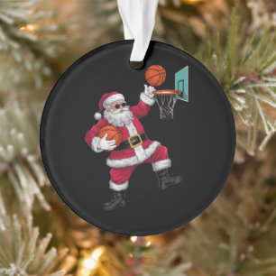 Noël Père Noël Dunking Un Basket-ball Noël