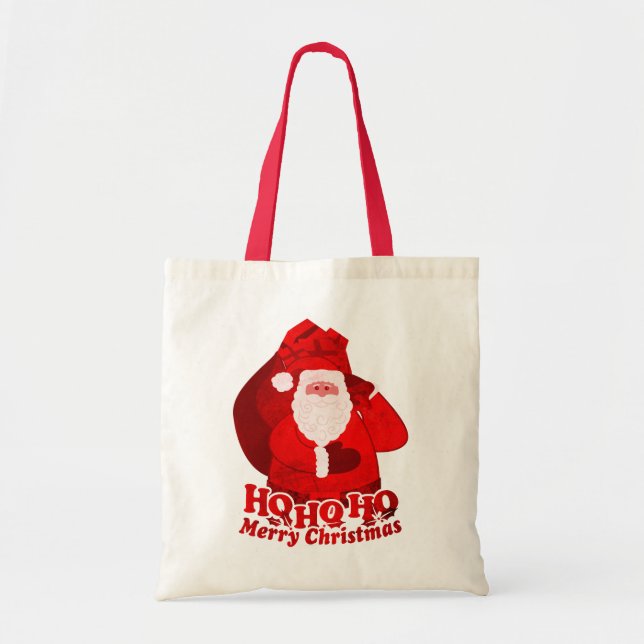 Noël Père Noël "Ho Ho Ho Joyeux Noël" sac rouge (Devant)