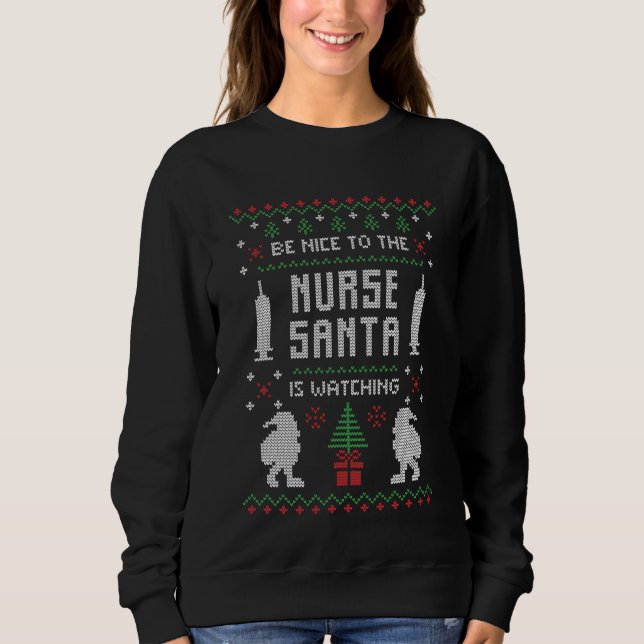 Noël Père Noël infirmière sweatshirt de pull moche (Devant)