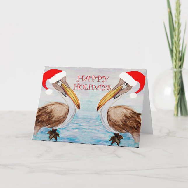 Noël Père Noël pélicans Cartes de fin de année (Devant)