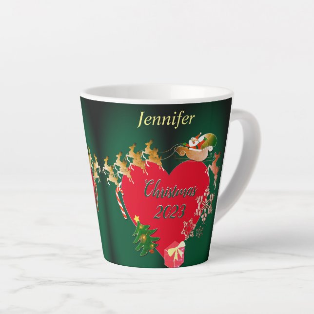Noël Père Noël Reindeer Latte Mug (Angle droit)