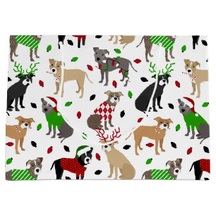 Noël Pitbull Chiens Grand sac cadeau
