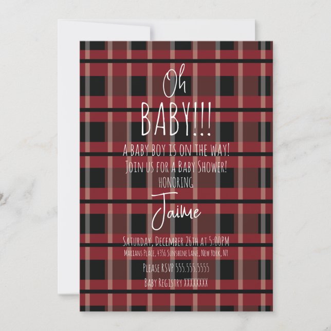 Noël Plaid Stripes Baby shower Invitation (Devant)