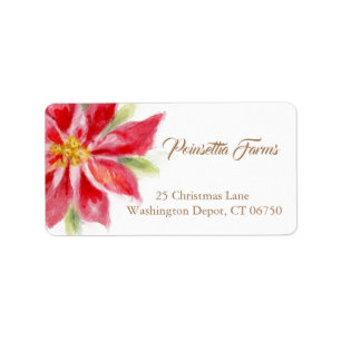 Noël Poinsettia Aquarelle Étiquettes de adresse