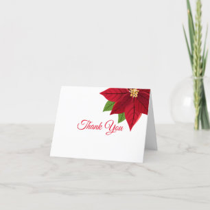 Noël Poinsettia Carte de remerciements pliée