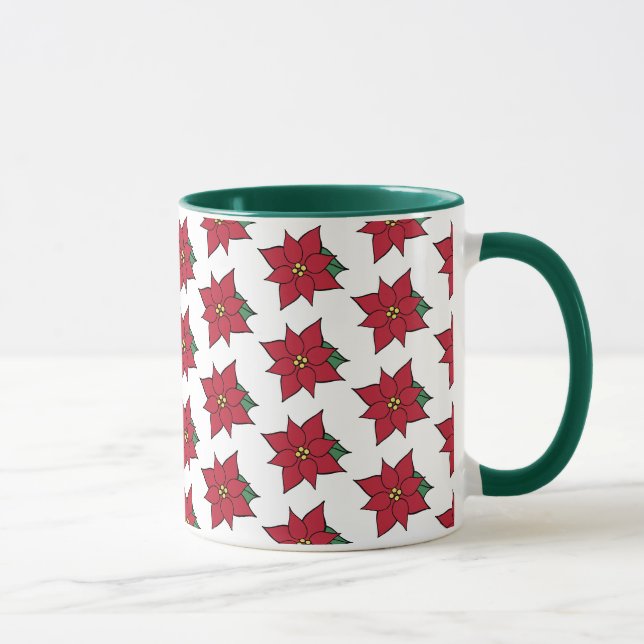 Noël Poinsettias Gîtes Café Mug Cadeau (Droite)