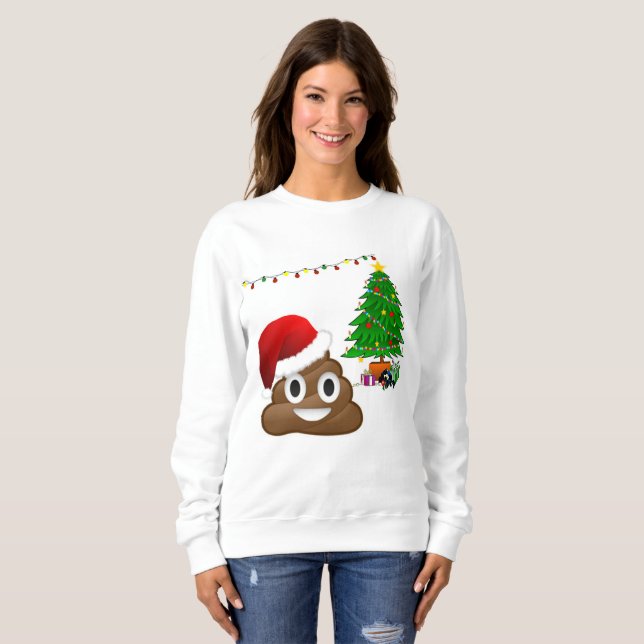 noël poo émoji femmes sweatshirt (Devant entier)