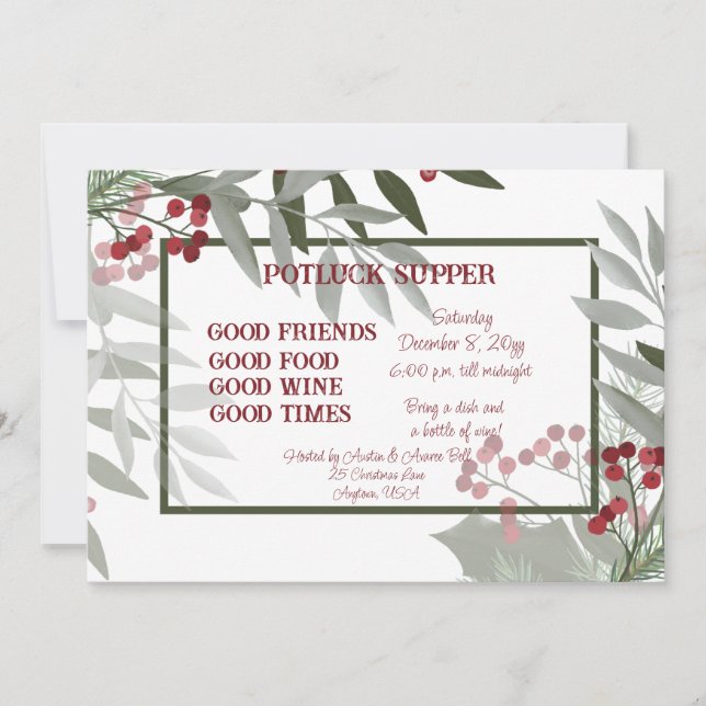 Noël POT CHANCE Cène Invitation (Devant)