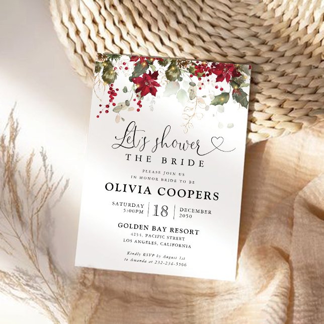 Noël Red Poinsettia nuptiale douche Invitation (Créateur téléchargé)