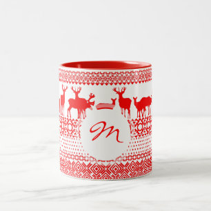 Noël Rein Deer Laponie Motif Monogramme Mug 2