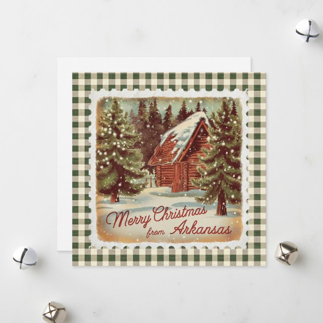 Noël Rétro En Arkansas Carte De Vacances (Devant/Arrière en situation)
