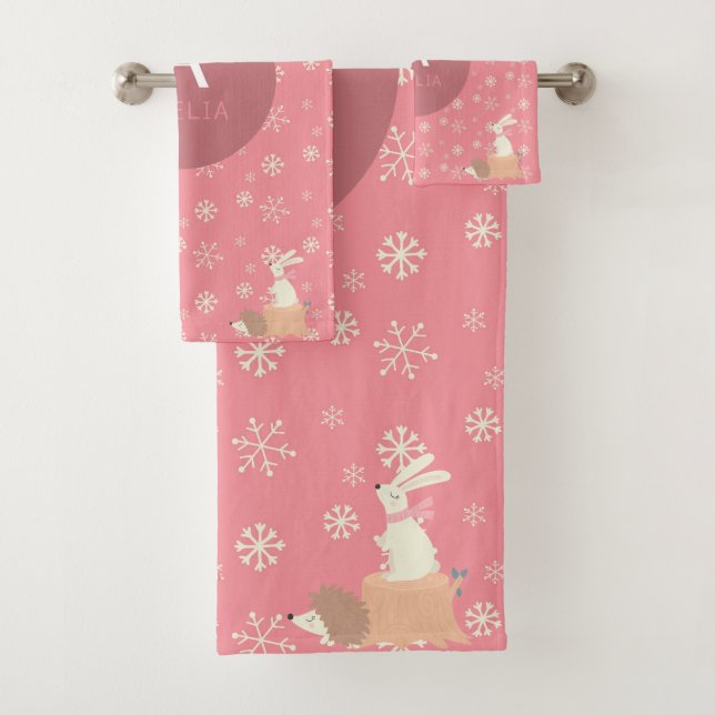 Noël rose mignon Animaux en bois (En situation)