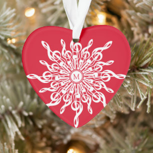 Noël Rouge blanc G Clef Flocon de neige Monogramme