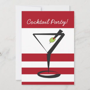 Noël rouge Cocktails party Invitation