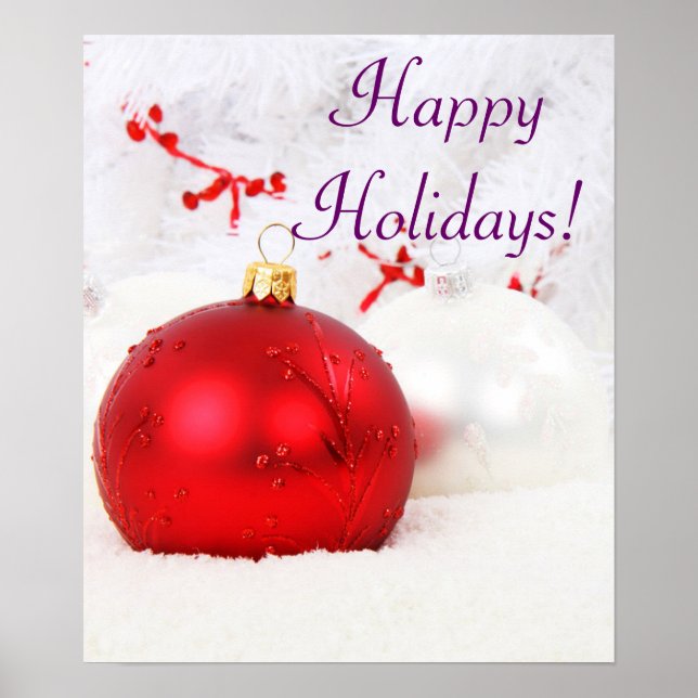 Noël Rouge et blanc Joyeux Vacances VII Poster (Devant)