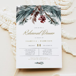 NOEL Rustikale Kiefern Winter-Hochzeitsprobe Abend Einladung