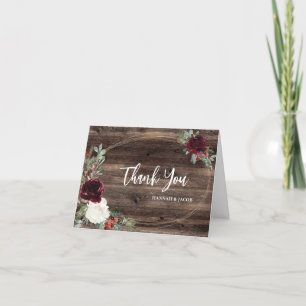 Noël rustique Carte de remerciements de mariage d'