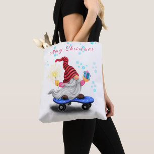 Noël Sac fourre-tout Patinage Gnome avec cadeaux