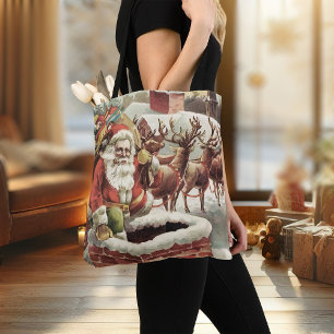 Noël Sac fourre-tout Vintage Santa Clause Retro Xm