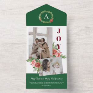 Noël Salutation de vacances aquarelle carte floral