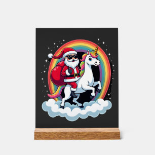 Noël Santa à cheval Licorne Xmas Filles Femmes Ra