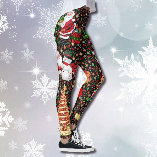 Noël Santa Claus Snowman Leggings femmes (Créateur téléchargé)