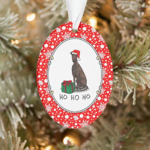 Noël Santa Hat Greyhound Dog (brindle) Drôle