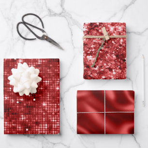 Noël Satin et Paillettes en Papier d'Aluminium Rou