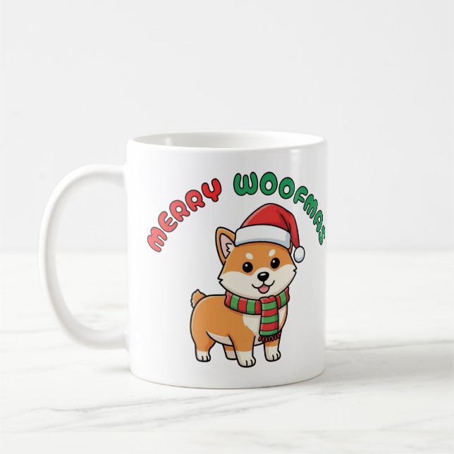 Noël Shiba Inu Mug : Joyeuses Woofmas (Gauche)
