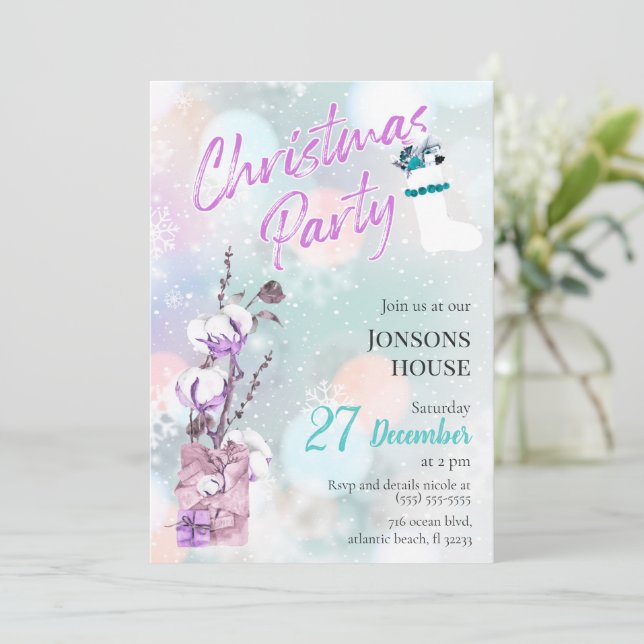 Noël Snowfall Cotton Invitation (Debout devant)