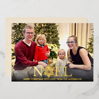 Noel Snowflake Joyeux Noël Foil Carte de vacances