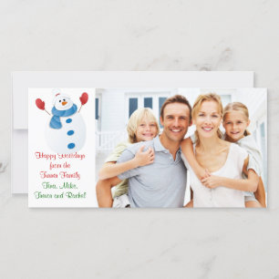Noël Snowman Carte photo de famille